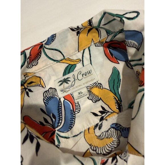 J. Crew Sportswear Floral Shirt Men's XL Short Sleeve Button Down Retro Top - Picture 3 of 5